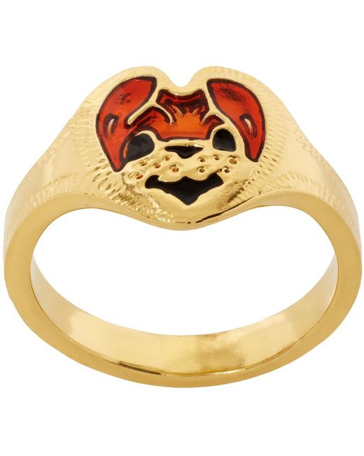 Chopova Lowena Metallic Gold Bear Heart Ring
