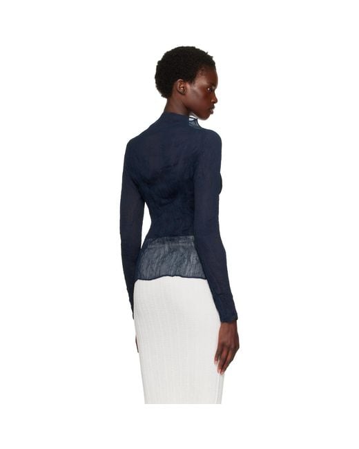 Issey Miyake Blue Chiffon Twist 1 Top