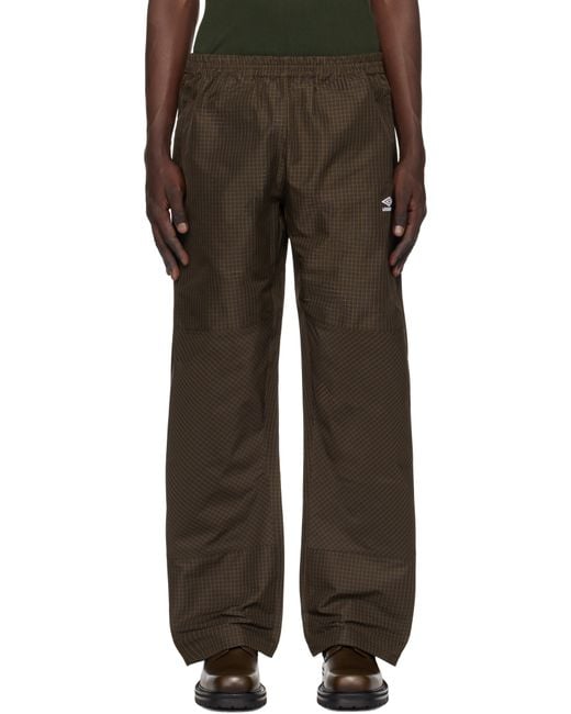 Umbro Black Mini Check Double Knee Trousers for men