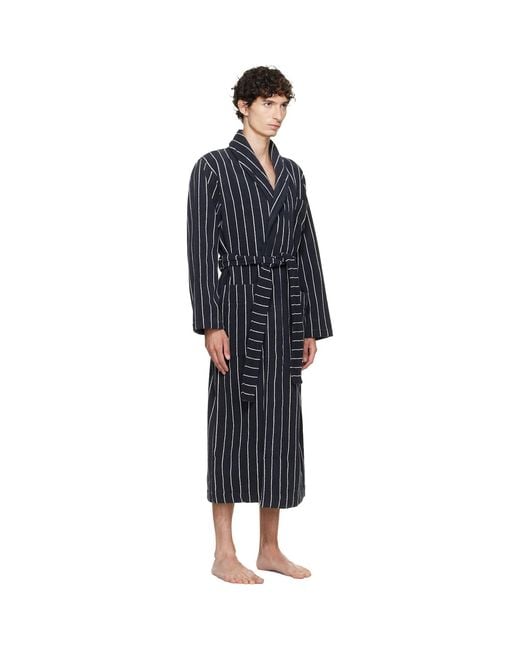 Tekla Blue Terry Classic Bathrobe for men