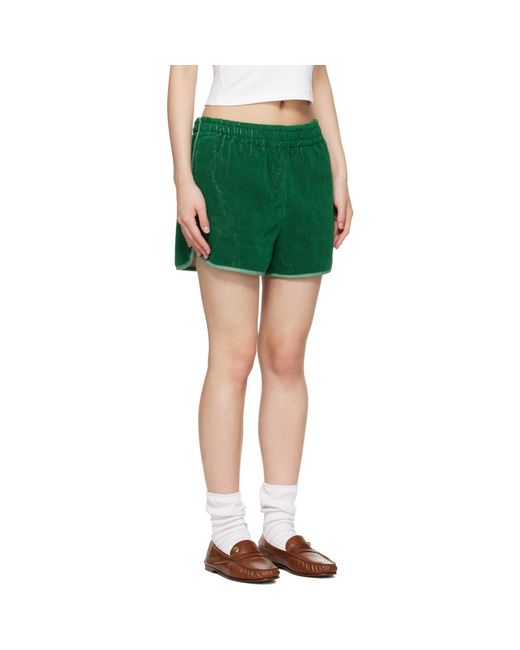 Versace Green Cotton-Terry Jacquard Sweat Shorts