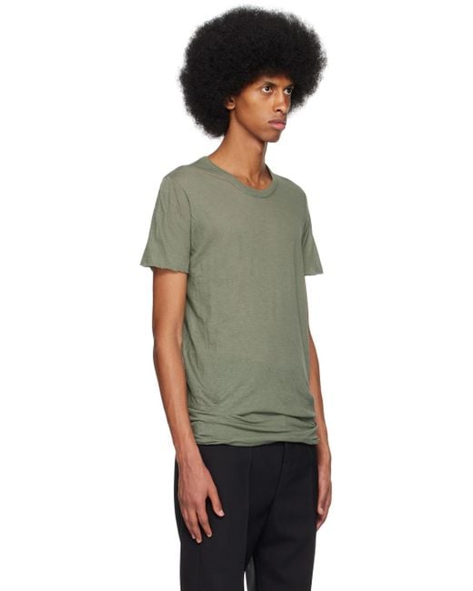 Rick Owens Black Green Basic T-shirt for men