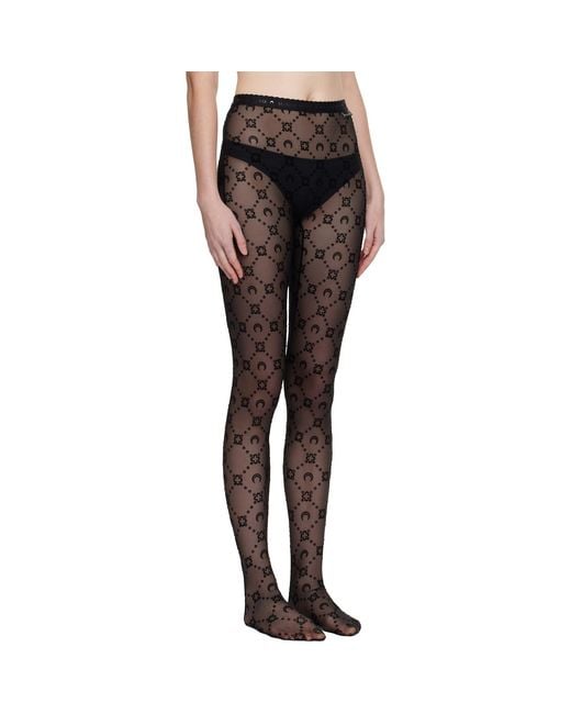 MARINE SERRE Black Recycled Mesh Flock Tights