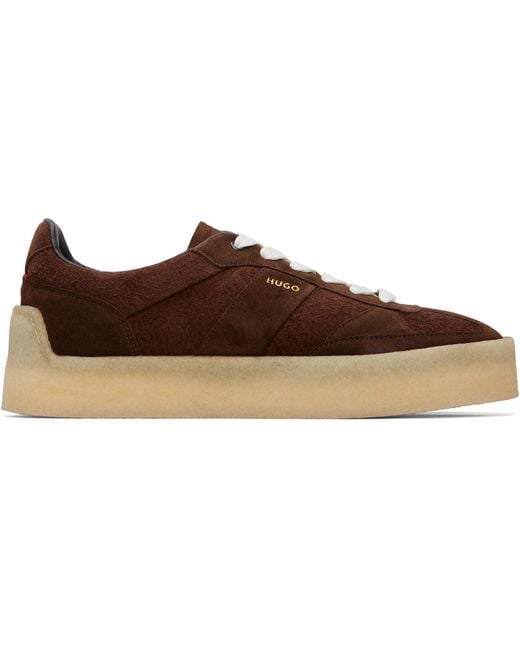 HUGO Brown Suede Sneakers for men