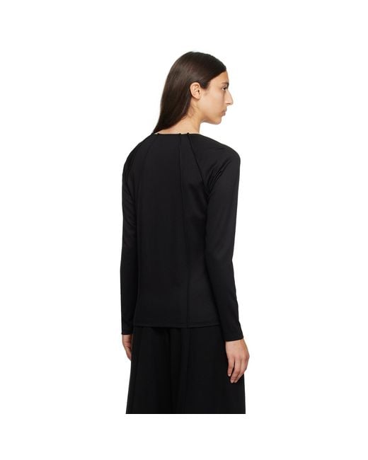Issey Miyake Black Tucked Square Long Sleeve T-shirt