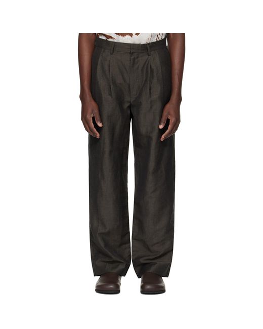 Commas Black Wool Linen Tailored Trousers for men