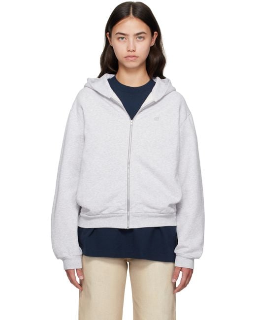 Acne White Zipper Hoodie