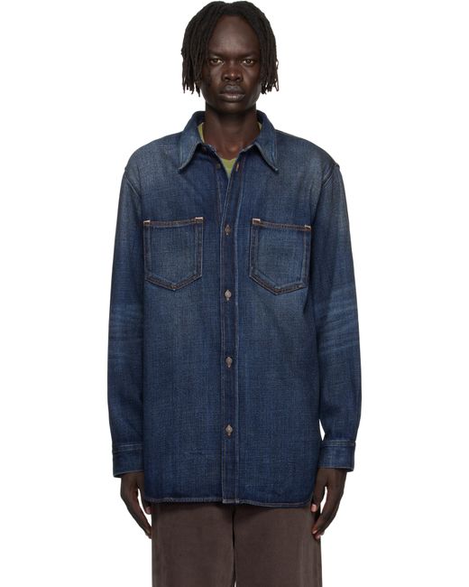 Acne Blue Button-Up Denim Shirt for men