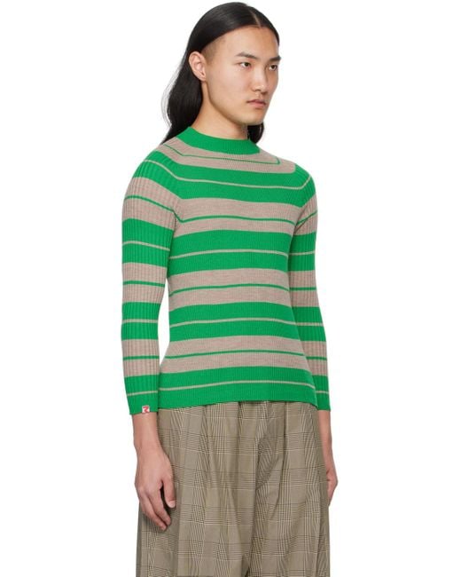 MERYLL ROGGE Green Taupe Striped Sweater for men