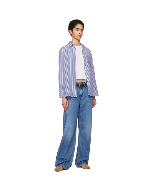 Rag & Bone Blue 'The Logan' Mid-Rise Wide Leg Jeans