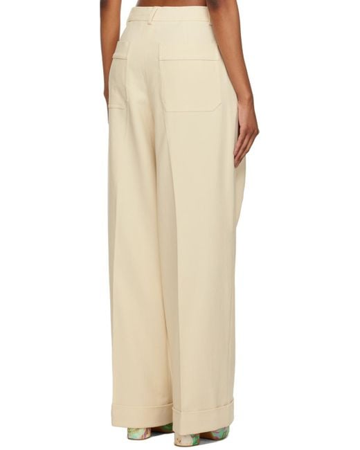 Sportmax Natural Off-white Wide-leg Trousers