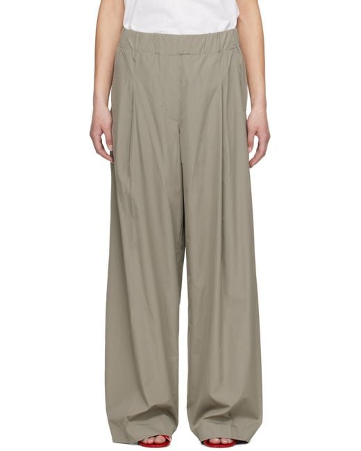 Dries Van Noten Brown Wide Pleated Trousers