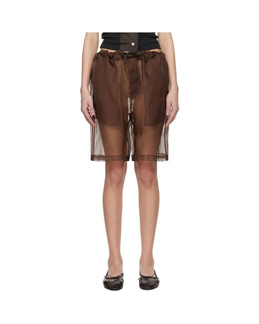 Meta Campania Collective Black Neil Exaggerated See-Through Silk Drawstring Shorts