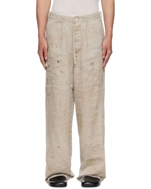 パンツ stein WIDE TAPERED TROUSERS Herringbone stein Heavy Linen Herringbone Wide Easy Trousers in Natural for