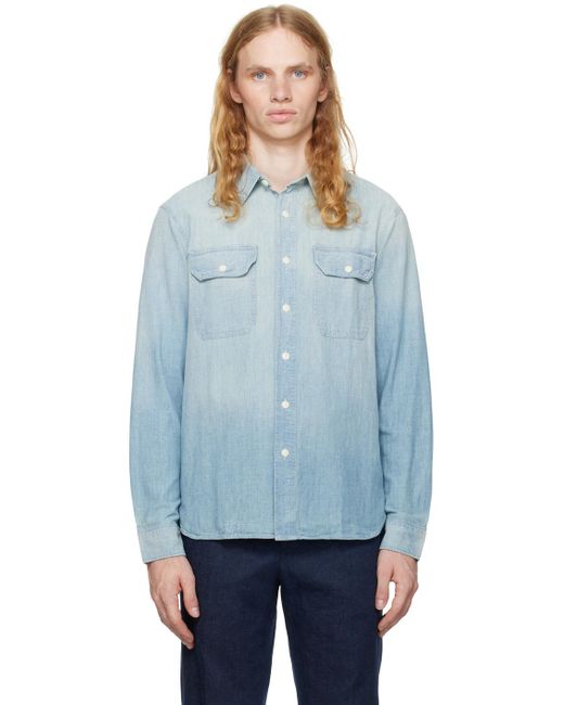 RRL Blue Indigo Chambray Work Shirt for men