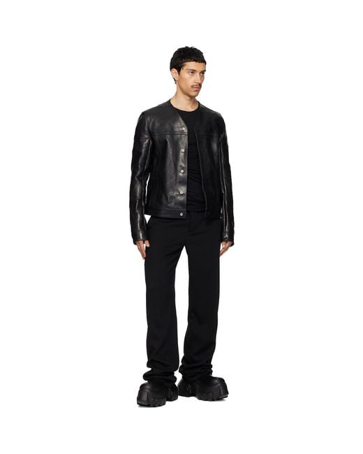 Rick Owens Black Temple Leather Work Jacket for men