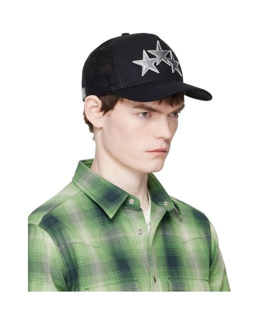 Amiri Green Metallic 3 Star Trucker Cap for men