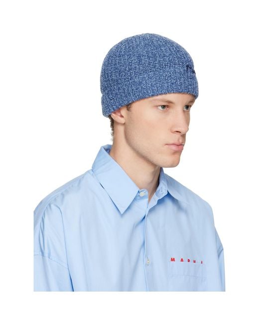 Marni Blue Wool Beanie for men