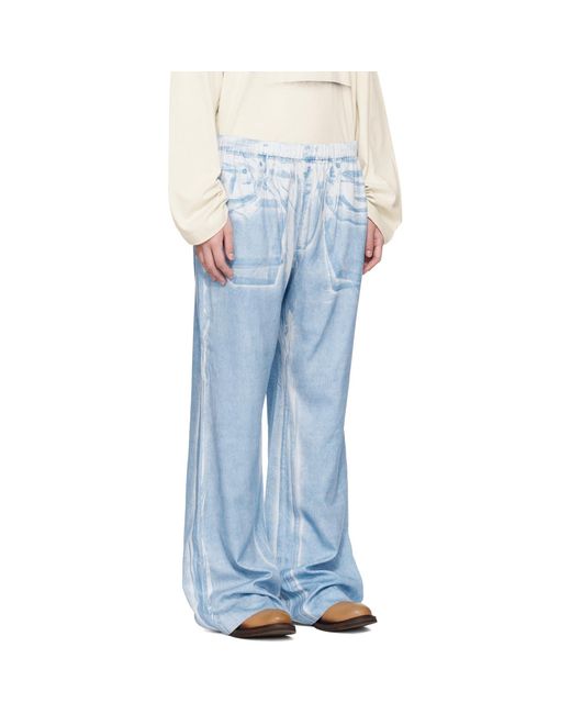 Acne Blue Casual Printed Trousers
