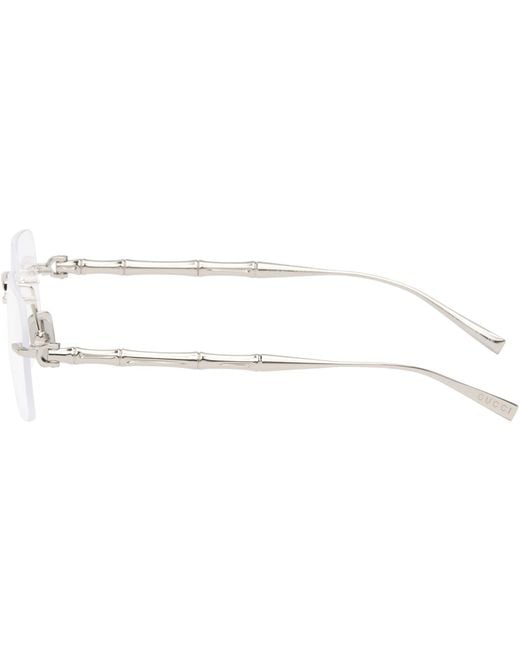 Gucci Metallic Rectangular Glasses for men
