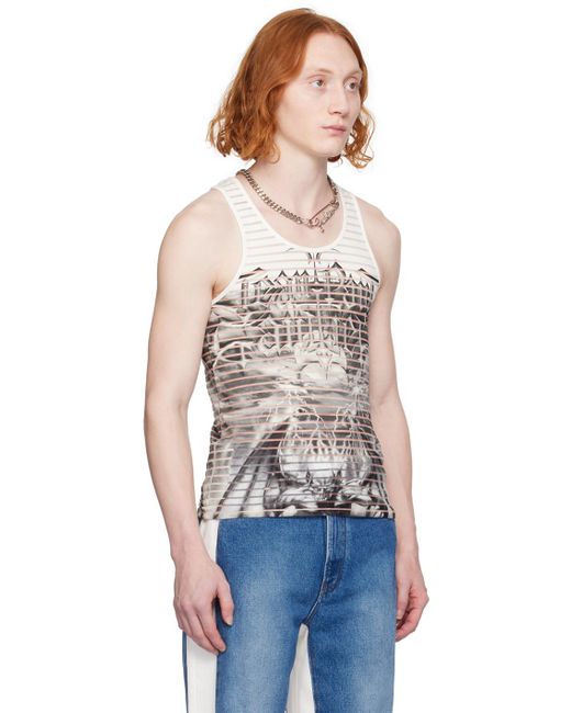 Jean Paul Gaultier Blue Semi-sheer Tank Top for men