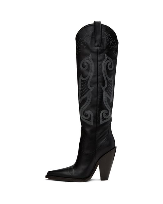Moschino Black High Western Boots