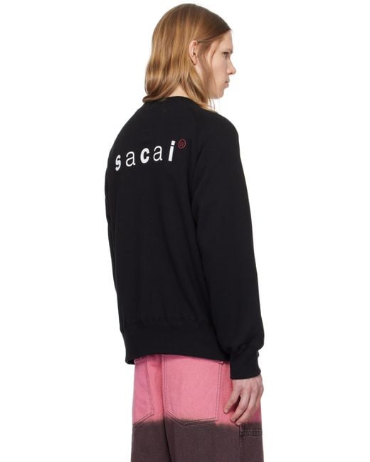 Sacai Wtaps Edition Print Pullover Sweatshirt in Black for