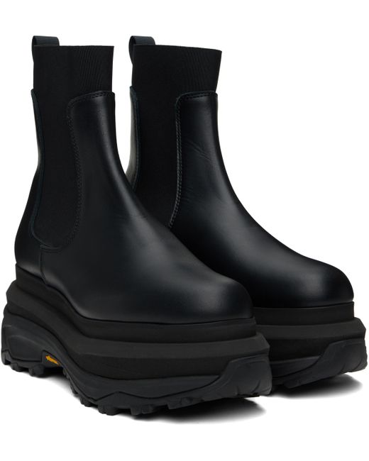 Sacai ブラック レザー チェルシーブーツ Black