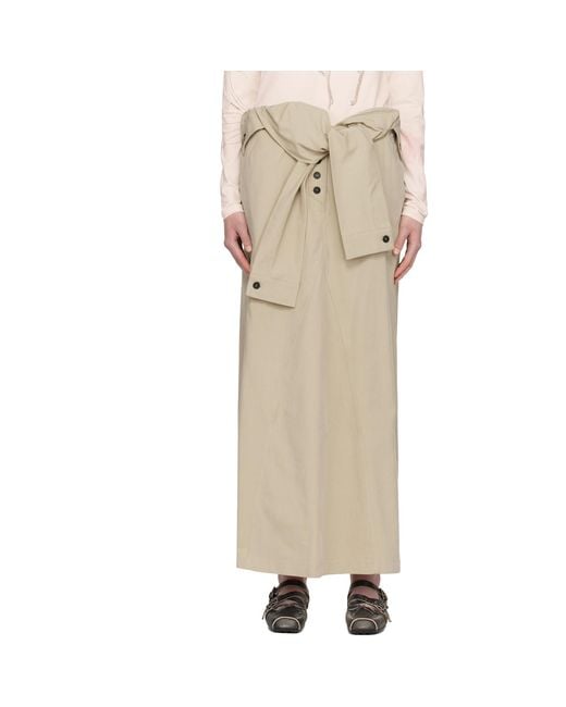 OPEN YY Natural Wrap Trench Midi Skirt