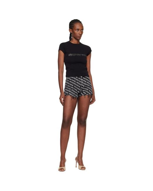 Alexander Wang Black Denim Bite Logo Shorts