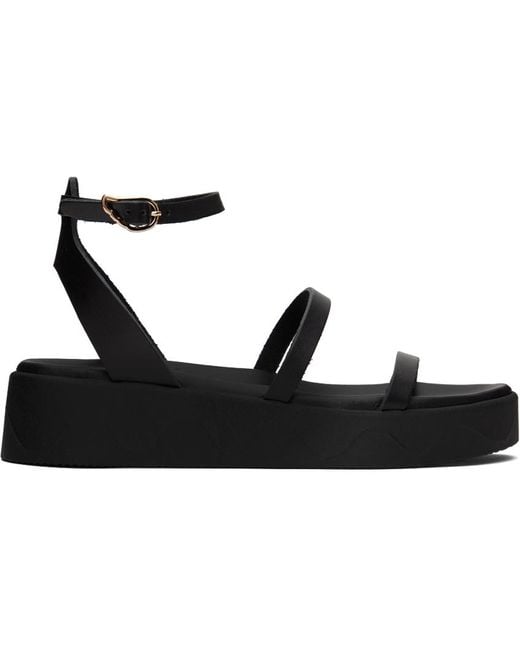 Ancient Greek Sandals Black Nassida Sandals