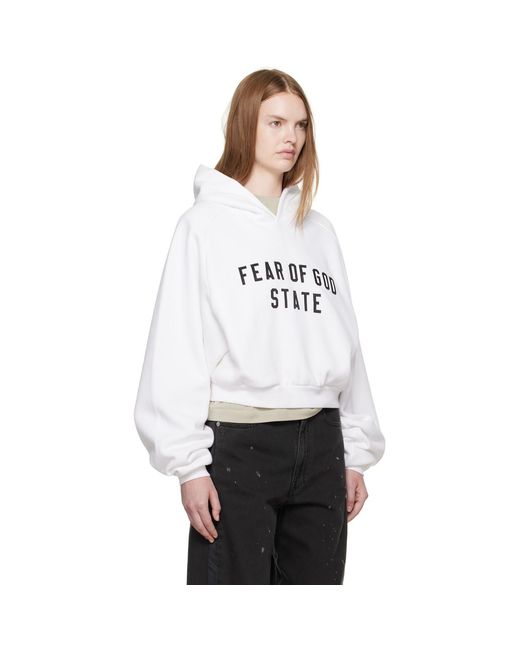 Fear Of God White Fleece Raglan Hoodie