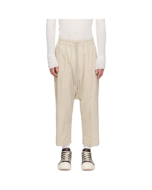 Rick Owens Natural Temple Drawstring Cropped Trousers for men