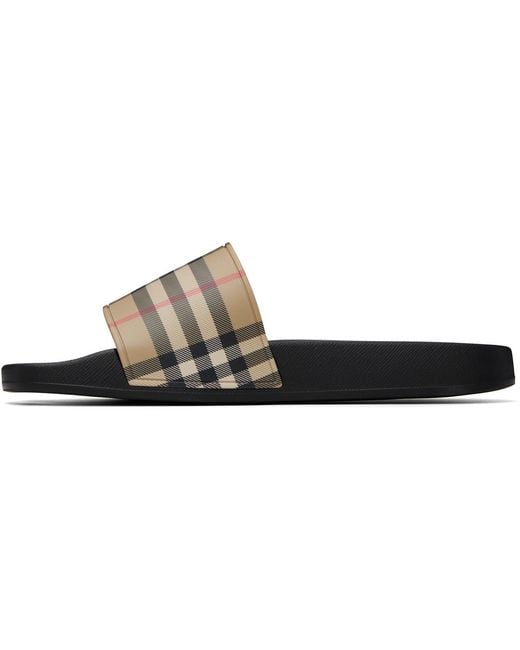 Burberry Brown Check Slides for men