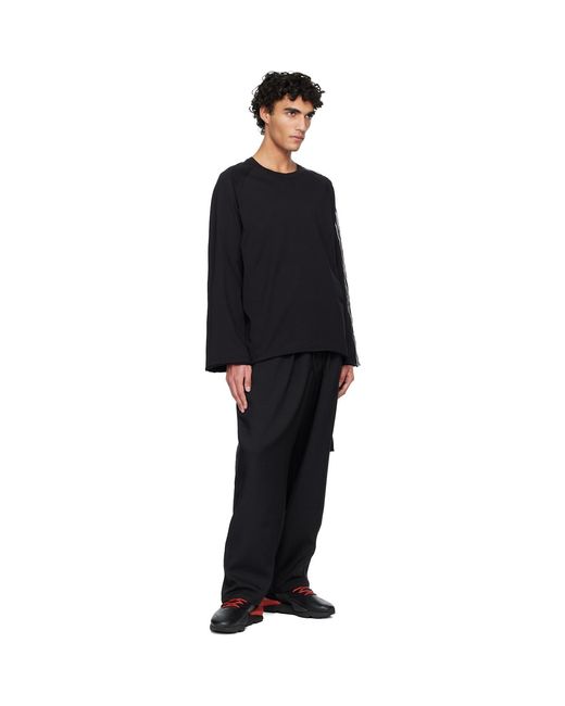 Y-3 Black Raw Edge 3-stripes Long Sleeve T-shirt for men