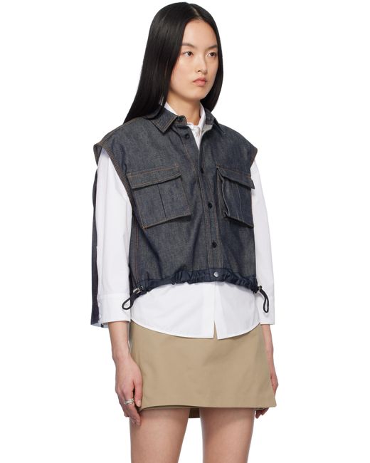 Sacai インディゴ Mix Denim シャツ Black