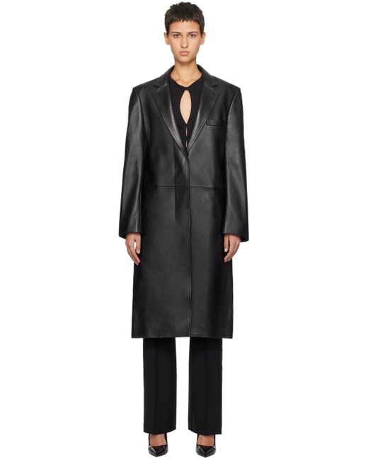 Helmut Lang Black Tailored Leather Coat