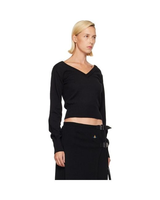 Vivienne Westwood Black Beatrice V-Neck Sweater