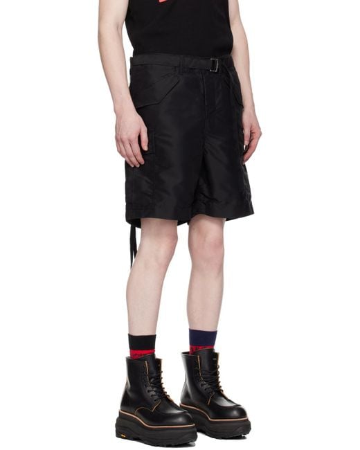 Sacai Black Belted Shorts for men