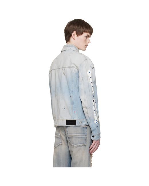 Amiri Gray Bones Studded Denim Trucker Jacket for men