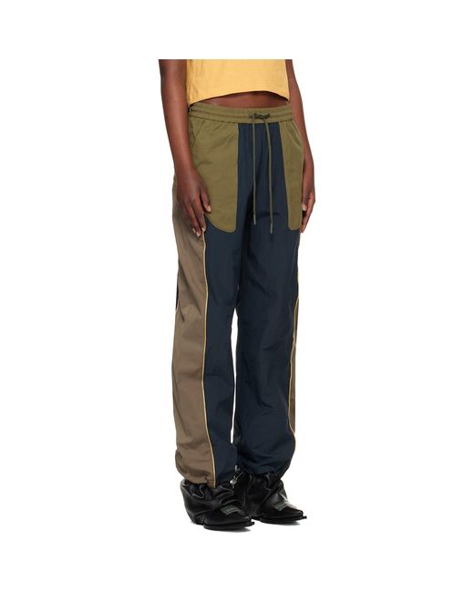 ANDERSSON BELL Green Khaki Color Block Nylon Track Pants