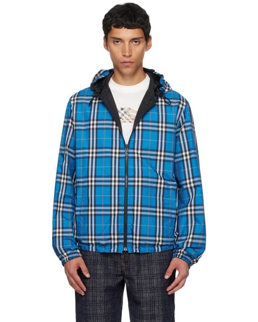 Burberry Blue Hooded Reversible Jacket for men