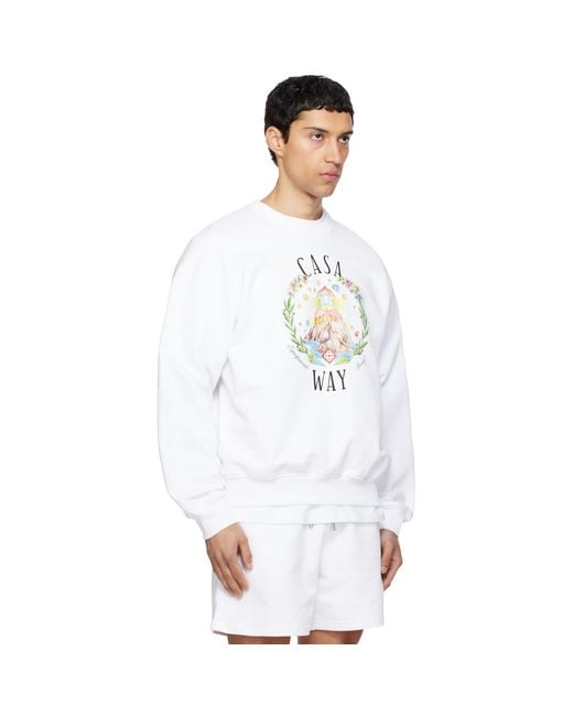 Casablanca White 'Casa Way' Crew Neck Sweatshirt for men