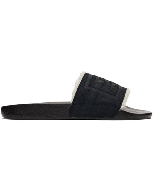 Polo Ralph Lauren Leather Faux-shearling Slides in Black for Men | Lyst