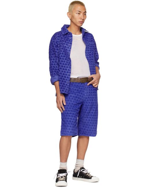 ERL Blue Printed Shorts for men