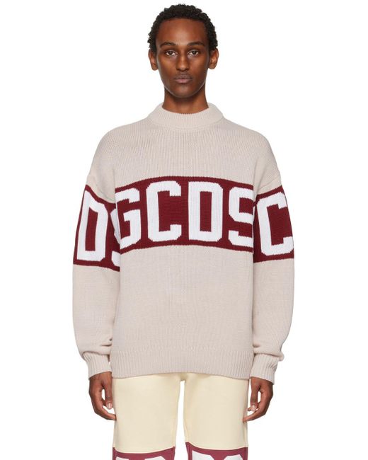 Gcds White Off- Band Sweater for men