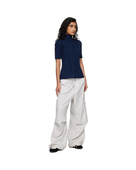 Y-3 White Off- Pinstripe Ut Straight Leg Lounge Pants