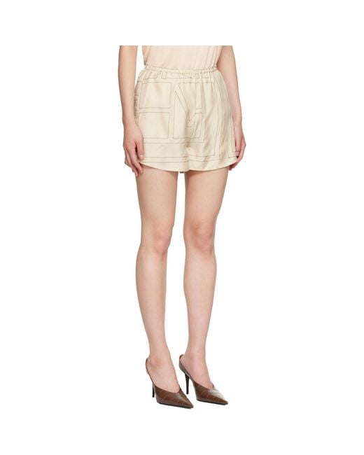 Totême  Natural Monogram Silk Pj Shorts