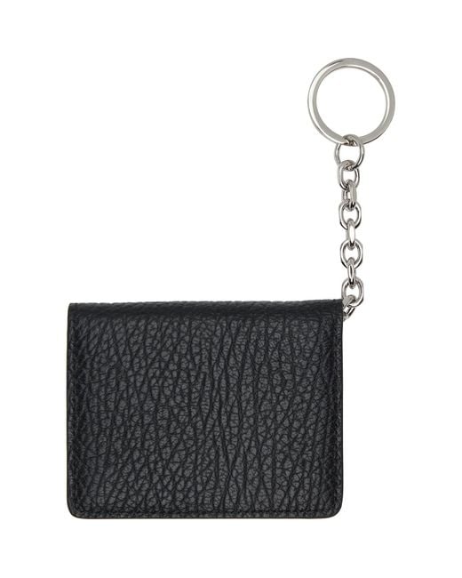 Maison Margiela Black Four Stitches Keyring Card Holder for men