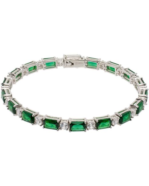 Bracelet de tennis argenté et vert à ornements facettés taille émeraude Hatton Labs pour homme en coloris Green